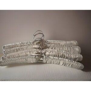 Set 4 Vtg 1980s Satin Padded beige Lingerie Bridal Hangers